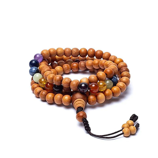 Mala Chakra Kadamholz 108 Perlen – 7 Chakra-Edelsteine Meditationskette
