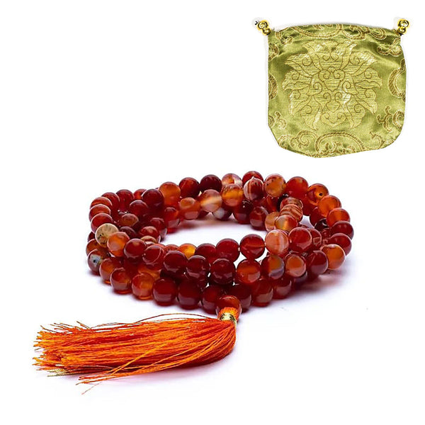 Mala Karneol 108 Perlen – Meditationskette aus Edelstein | Yoga & Achtsamkeit