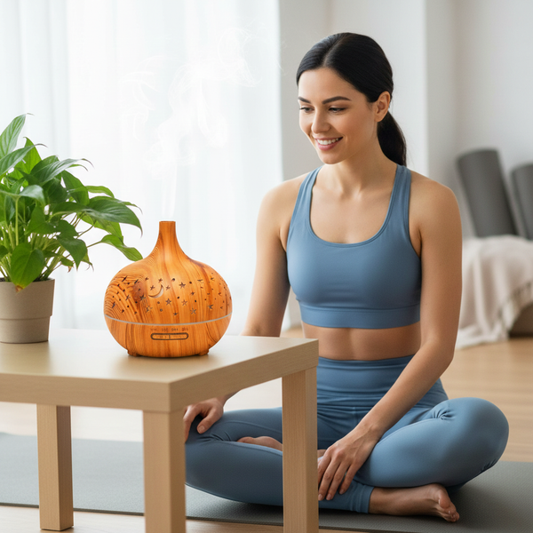 Aroma Diffuser Holzoptik 400 ml Ultraschall – Luftbefeuchter mit 7-Farben-LED, extra leise, 20–40 m²