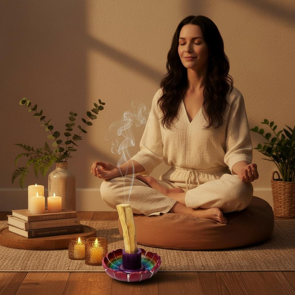 Palo Santo Räucherwerk‑Halter Lotus – Speckstein Halter für Räuchersticks