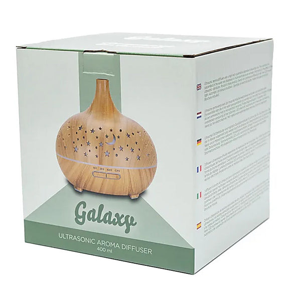 Baldini Bio Ätherische Öle 4er Set (4x5ml) + Aroma Diffuser 400 ml Ultraschall in Holzoptik – Aromatherapie Set