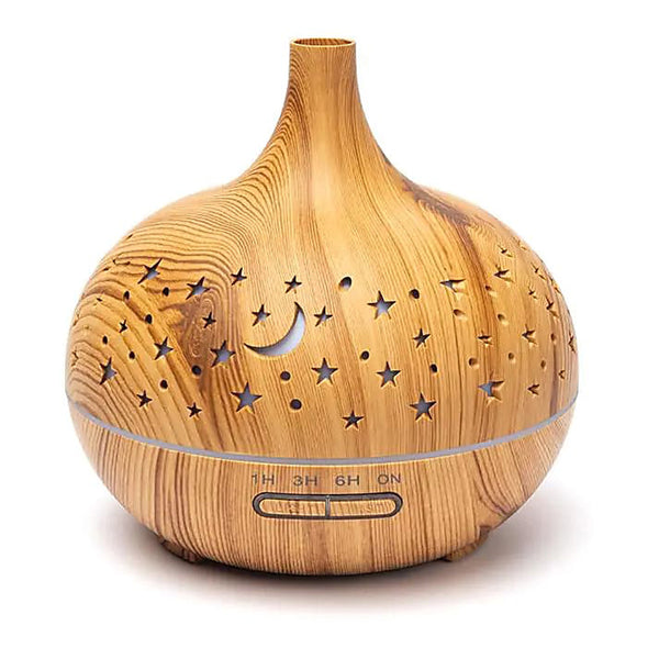 Baldini Bio Ätherische Öle 4er Set (4x5ml) + Aroma Diffuser 400 ml Ultraschall in Holzoptik – Aromatherapie Set