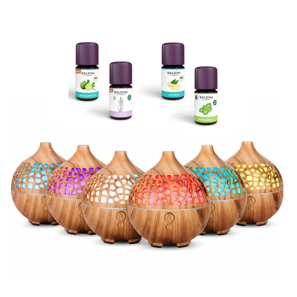 Ultraschal Diffusor Holzoptik klein, verschieden Farben LED, geeignet für Baldini Aromaöle