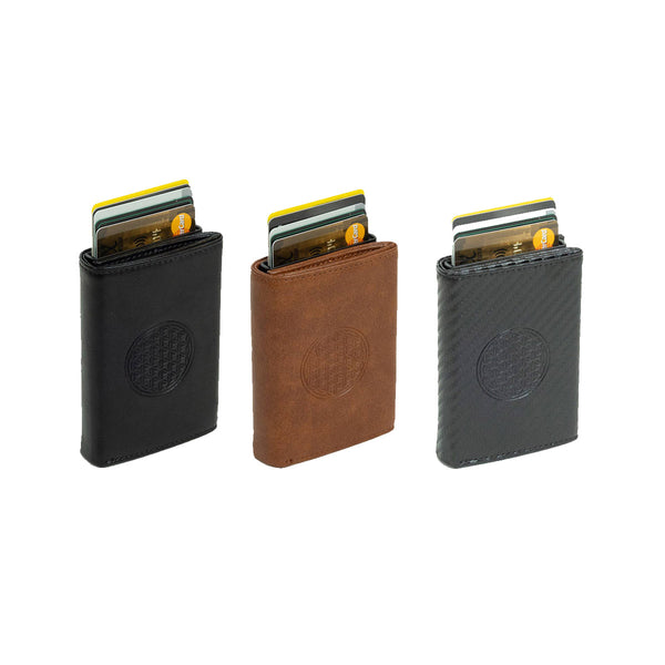 Geldbörsen Blume des Lebens Carbon Farbauswahl