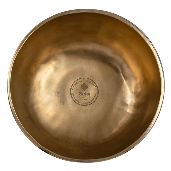 Sela Harmony Klangschale Messing 22 cm handgefertigt Draufsicht mit Logo