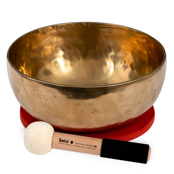 Sela Harmony Klangschale 26cm Messing mit Filzunterlage und Kombischlaegel