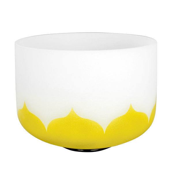 10" Kristallklangschale Lotus 432 Hz in E Gelb Solarplexus Chakra Draufsicht