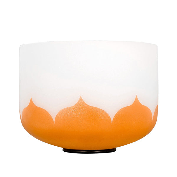 Sela Kristallklangschale Lotus Orange Ton E 432Hz Sakralchakra Frontansicht