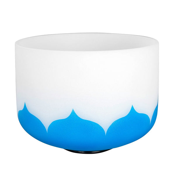 Sela Chakra Klangschale aus Quarzkristall Blau 25 cm, 432HZ Schrägansicht