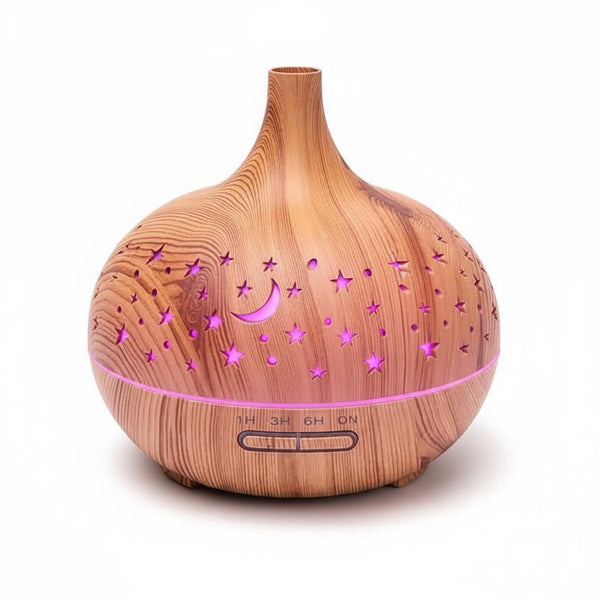 Aroma Diffuser Holzoptik 400 ml Ultraschall – Luftbefeuchter mit 7-Farben-LED, extra leise, 20–40 m²