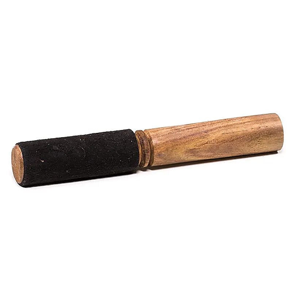 Reibeklöppel mit Leder schwarz für Metall Klangschalen 19 cm