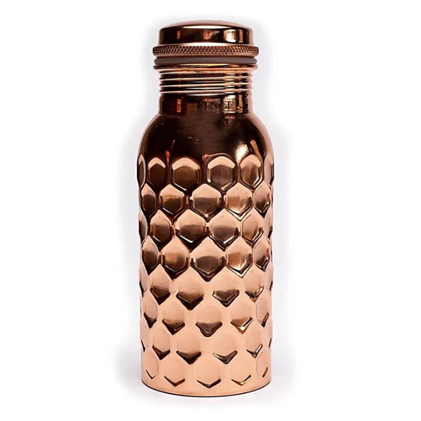 Kupferflasche Trinkflasche Gehämmert geschlossen mit Deckel und Dichtungsgummi