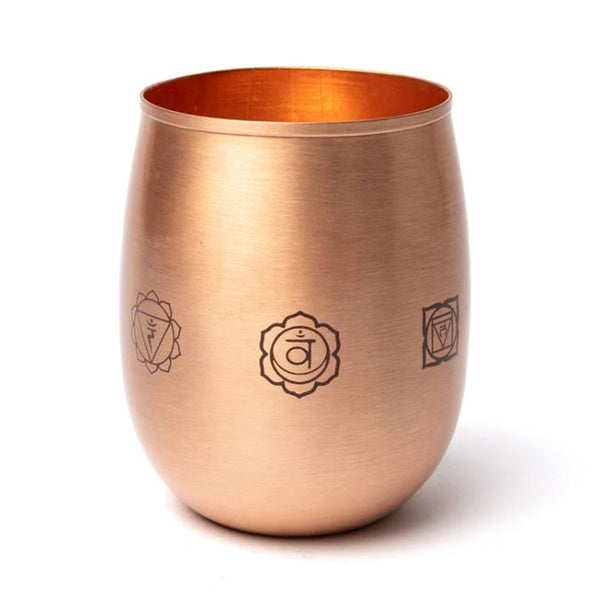 Kupferbecher Chakra 350ml Chakrasymbole Seite