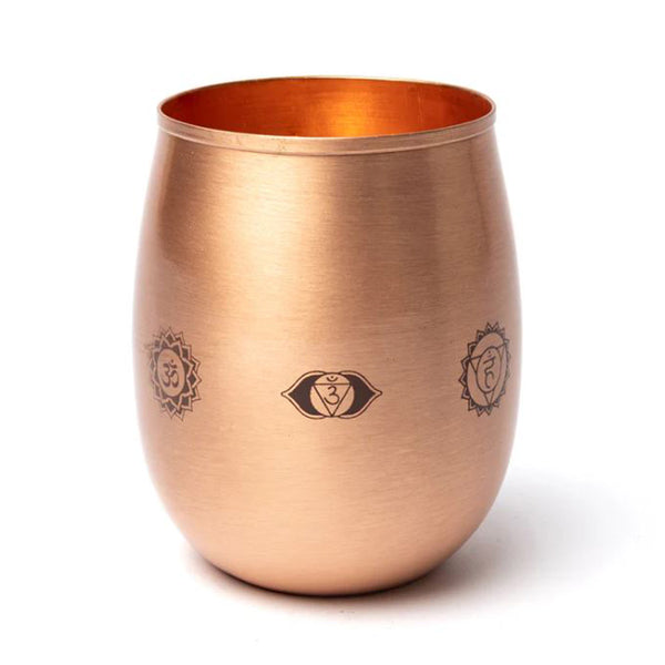 Kupferbecher Chakra 350ml Chakrasymbole Seitenansicht