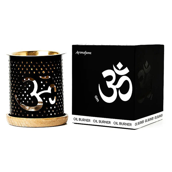 Aromafume Duftlampe OM mit Teelicht + Baldini Bio Ätherische Öle 4er Set (4x5ml)