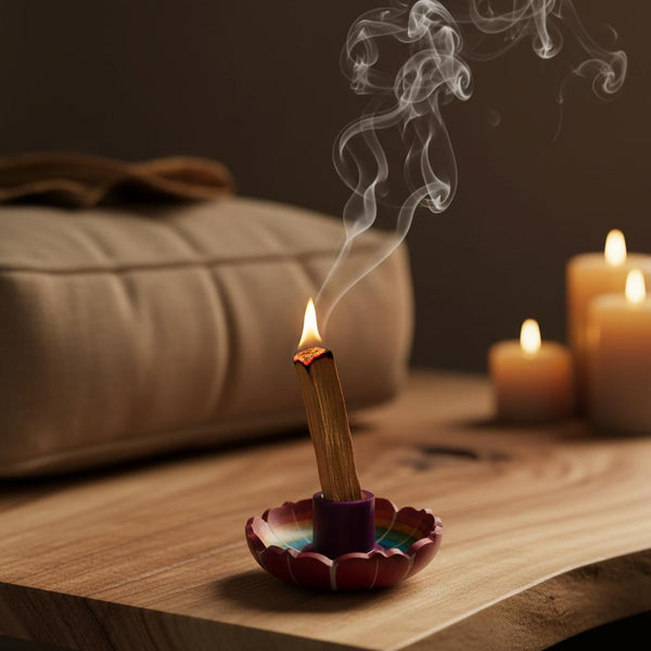 Palo Santo Räucherwerk‑Halter Lotus – Speckstein Halter für Räuchersticks