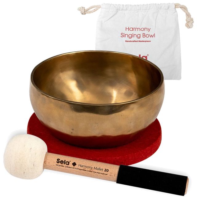 Sela Harmony Klangschale Messing 17 cm mit Tasche und Kloeppel